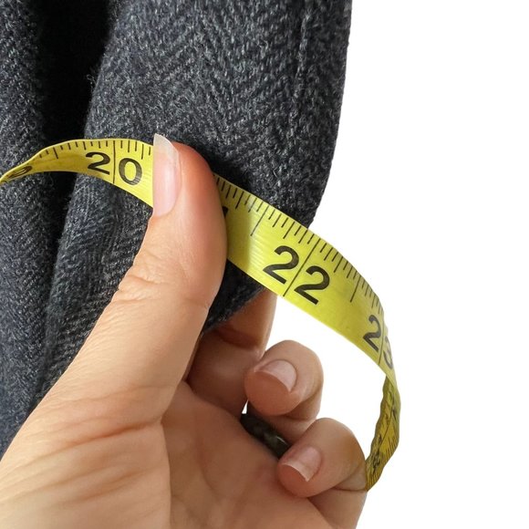 Vintage 90s Dark Grey Wool Blend Long Straight Button Up Midi Skirt Large - Picture 6 of 6